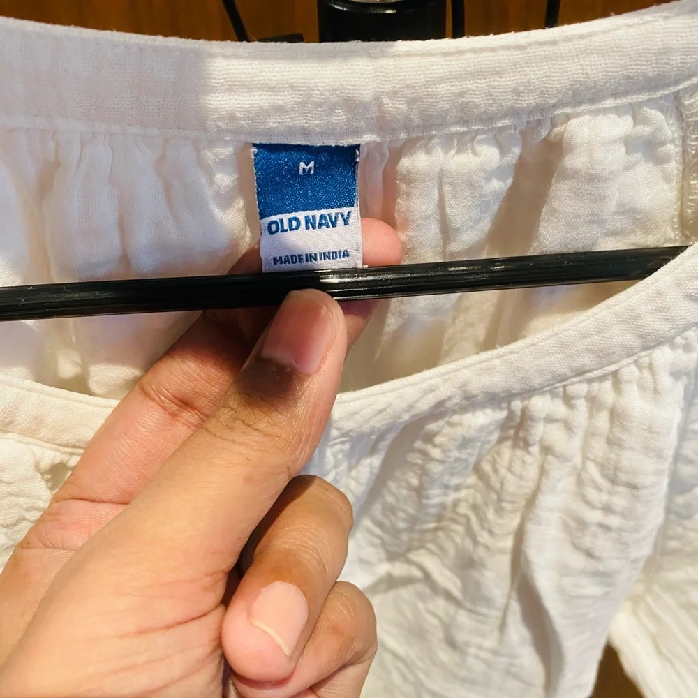 White cotton breezy dress- Size Medium - Picture 3 of 4